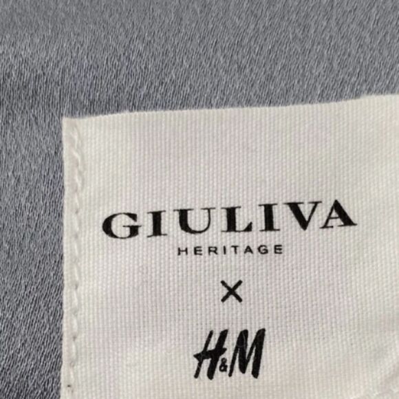 Giuliva Heritage XH&M dusky Blue Satin Crepe Long Sleeves Dress S - Picture 3 of 14